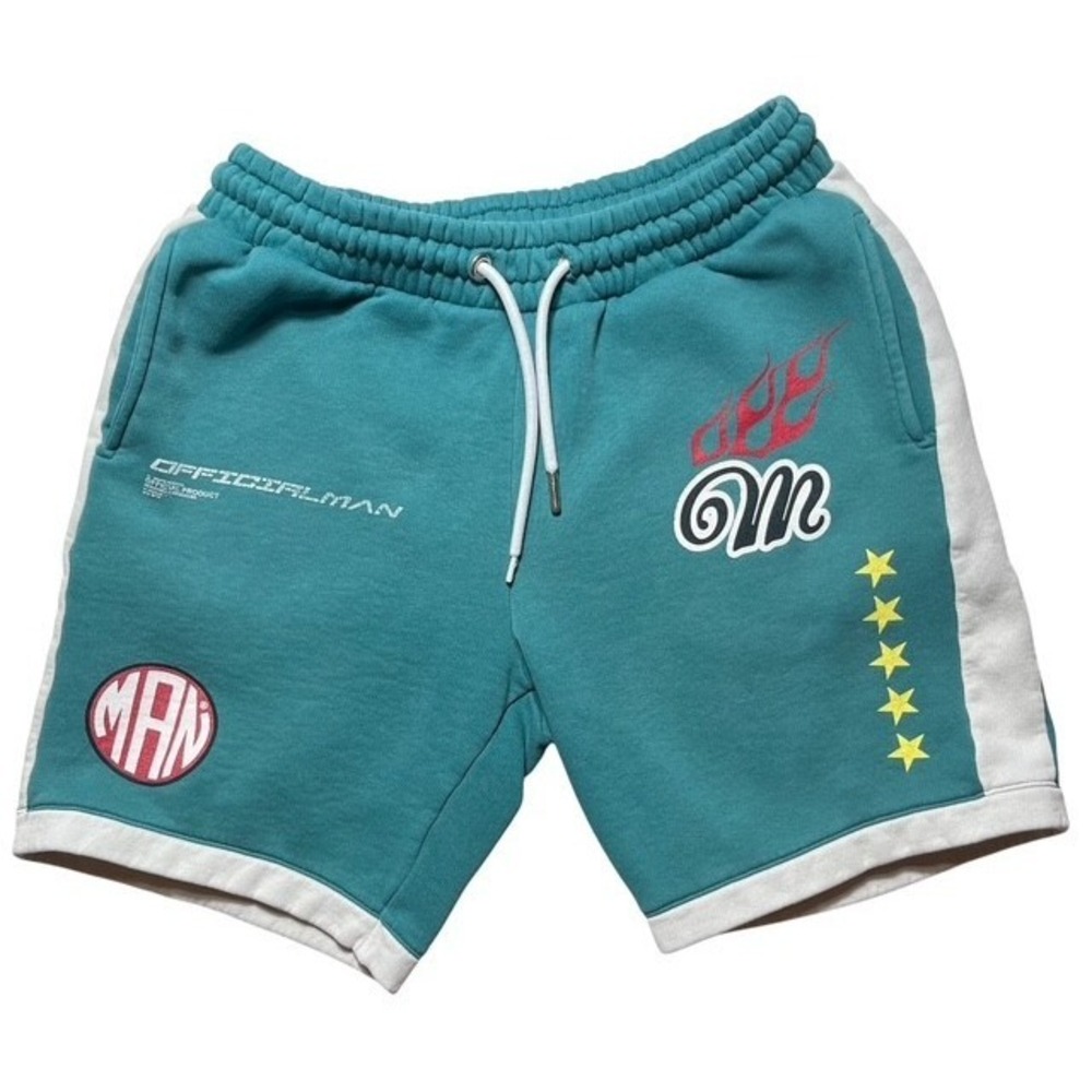 Boohoo Man Mens Sz M Shorts Streetwear Urban Design Teal With Pockets -1670
